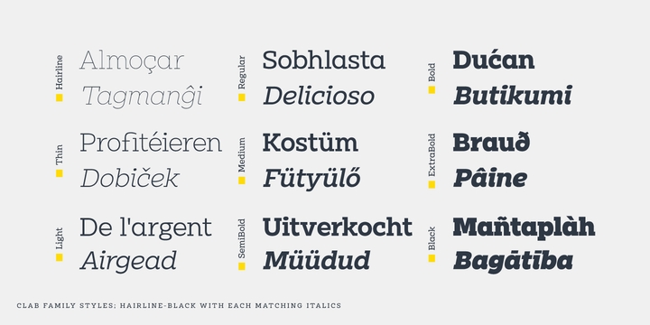 Clab Light Italic Font preview